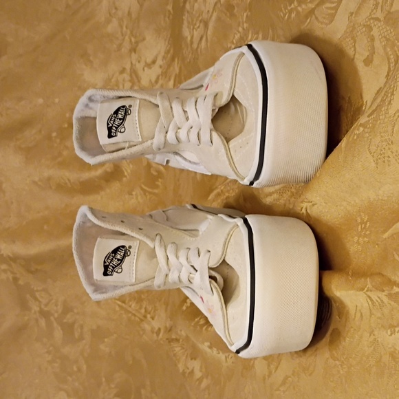 VANS Sk8-Hi Platform  Cream Floral Embroidery High-Top Women's 7.0 Men's 5.0 - Picture 5 of 12